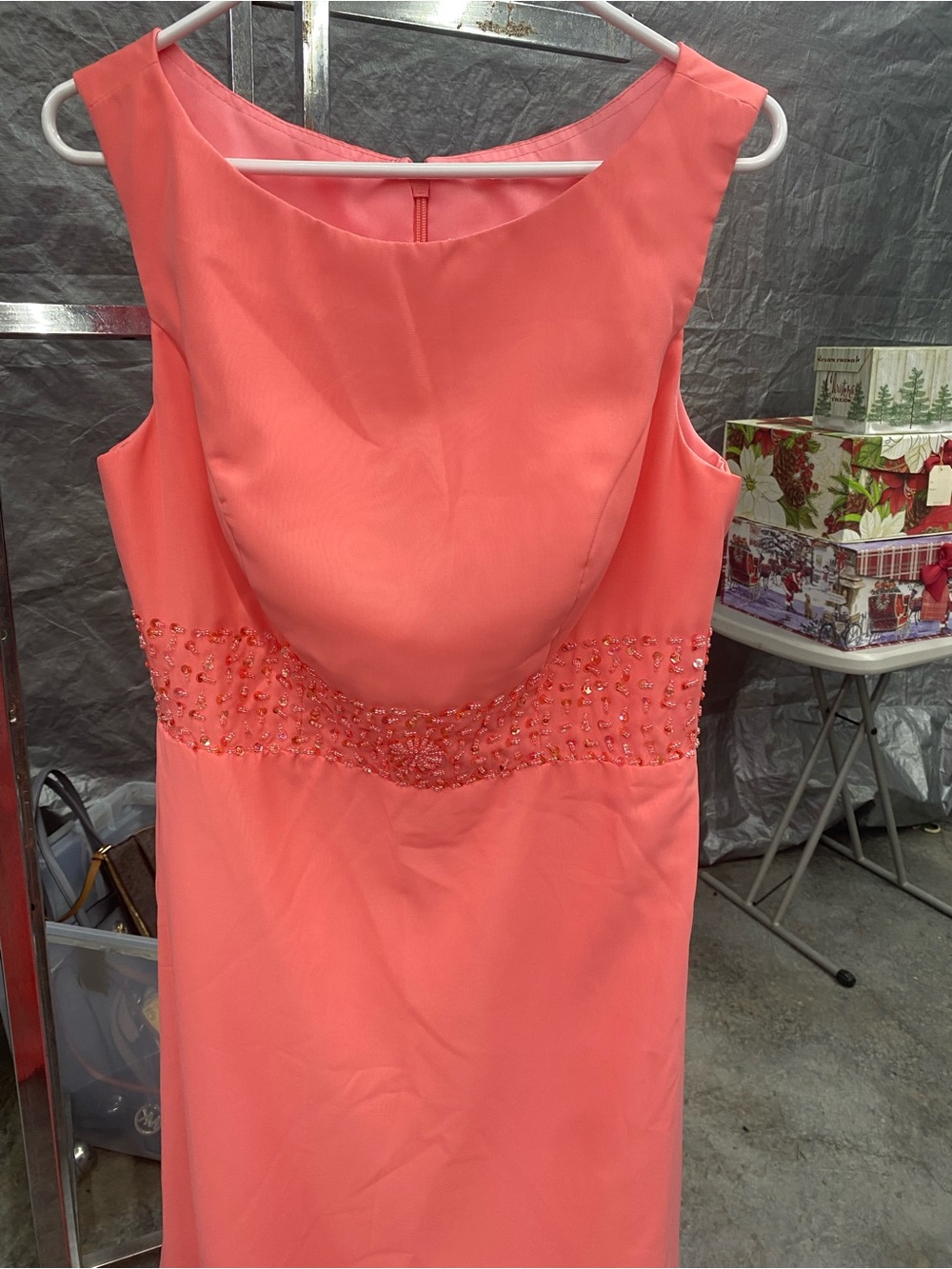 Coral Beaded Waist Sheath Dress - Women